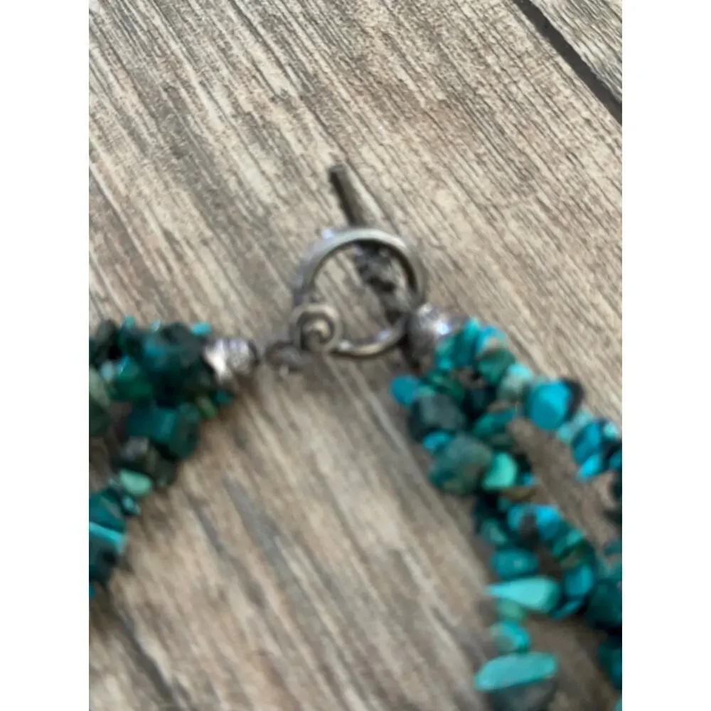Vintage Women's Turquoise Multi Strand Nugget Cross Necklace
